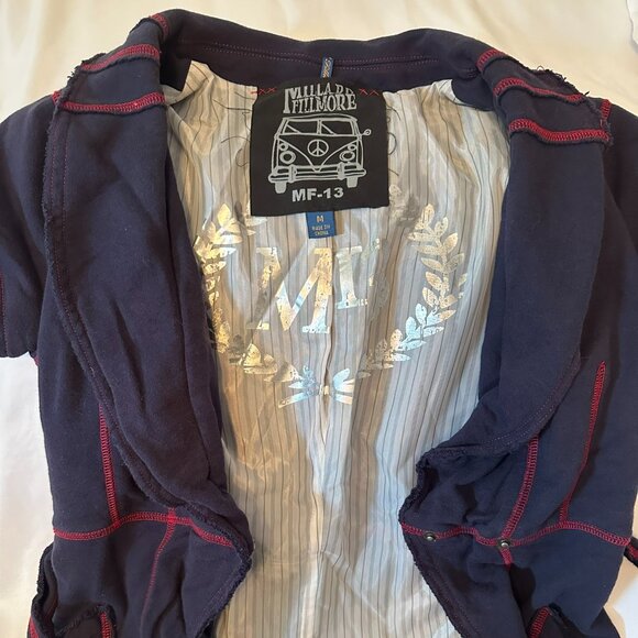 Millard Fillmore MF-13 Short Sleeve Navy Blue With Red Stitching Jacket W Sz M - Picture 3 of 13